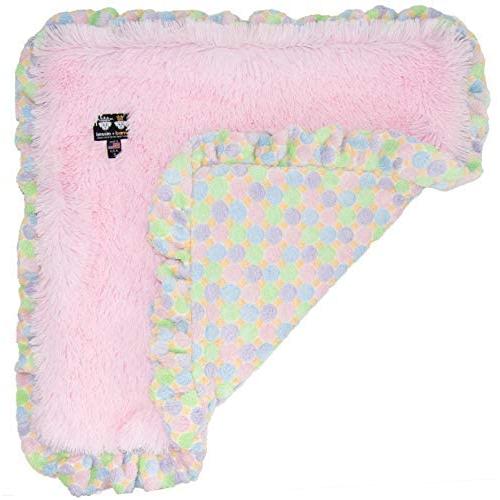 BESSIE AND BARNIE Bubble Gum/ Ice Cream (Ruffles) Luxury Ultra Plush Faux Fur Pet, Dog, Cat, Puppy Super Soft Reversible Blanket (Multiple Sizes), MD - 36'' x 28''