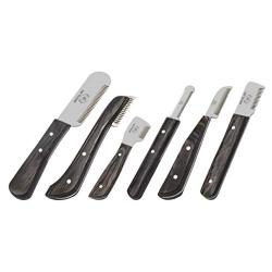 Brutul Bee Dog Grooming Coat Stripping Knife Stripper Trimmer Tool Wooded Handle Stripping Knives Set of 6 in Stainless Steel Non-Slip Tools for Grooming Dogs (Black)