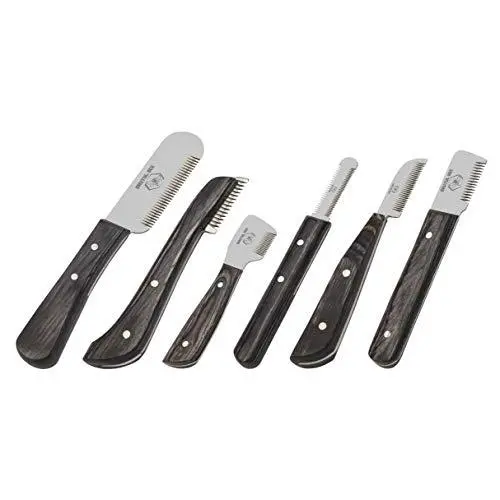 Brutul Bee Dog Grooming Coat Stripping Knife Stripper Trimmer Tool Wooded Handle Stripping Knives Set of 6 in Stainless Steel Non-Slip Tools for Grooming Dogs (Black) Brutul Bee Dog Grooming Coat Stripping Knife Stripper Trimmer Tool Wooded Handle Stripping Knives Set of 6 in Stainless Steel Non-Slip Tools for Grooming Dogs (Black)