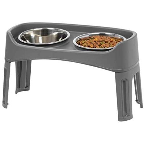 IRIS Large Plastic Elevated Feeder, Gray