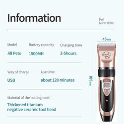 KaKaSure Dog Clippers Noiseless Pet Grooming Clipper, USB Rechargeable Cordless Dog Grooming Kit, Electric Pets Hair Trimmers for Dogs Cats and Other Pets(Rose Gold)