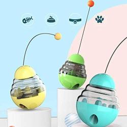 ocijf179 Cat Teaser Feeder Ball Cat Kitten Funny Tumbler Slow Eating Food Leak Dispenser Feeder Ball Teaser Toy - Green