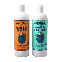 Earthbath Oatmeal & Aloe Pet Grooming Bundle - Vanilla & Almond Soap-Free Shampoo and Conditioner - Itchy & Dry Skin Relief, Helps Detangle, Aloe Vera, Vitamin E, Good for Dogs & Cats - 16 fl. oz Each