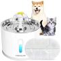 LED Light Pet Fountain Cat and Dog Water Fountain Stainless Steel Top Pet and Cat Water Dispenser Ultra Quiet Water Level Window Water Replaceable Filter Drinking for Cat Water Fountain with Flower