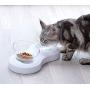 Real Pet Double Cat Bowls - Elevated Cat Food Water Bowls 0/20°Adjustable Tilted Raised Pet Feeder Bowl Tilt Design Neck Guard Stand with Anti Slip Stand for Cats and Small Dogs(Double Bowl)