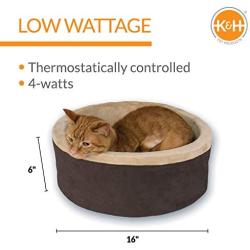 K&H Pet Products Heated Thermo-Kitty Heated Cat Bed Mocha/Tan - Multiple Sizes