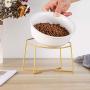 LIONWEI LIONWELI Glass Tilted Elevated Cat Dog Bowl Raised Cat Food Water Bowl Dish Pet Comfort Feeding Bowls with Gold Iron Stand