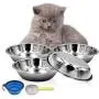 Bac-kitchen 4 Pcs Stainless Steel Dog and Cat Food Dish/Bowls, Shallow Cat Dish, Neater Feeder Extra Replacement Bowl -Metal Food and Water Dish, for Small Dogs and Cats,12oz Bac-kitchen 4 Pcs Stainless Steel Dog and Cat Food Dish/Bowls, Shallow Cat Dish, Neater Feeder Extra Replacement Bowl -Metal Food and Water Dish, for Small Dogs and Cats,12oz
