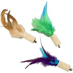 SPOT Ethical Pets Cork with Feathers Bernet Cat Toy, 5'', Assorted (52055)