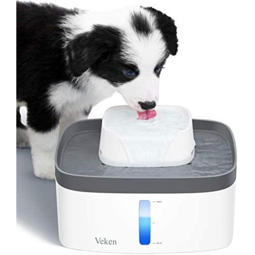 Veken 100oz/3L Pet Fountain, Automatic Cat Water Fountain Dog Water Fountain with LED Lights, 3 Replacement Filters for Cats, Dogs, Multiple Pets
