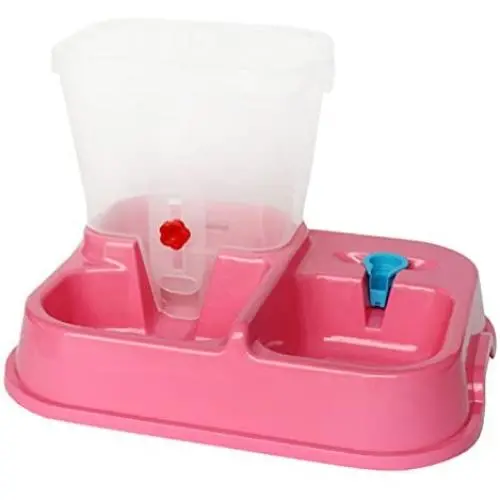 Heypet Plastic Combo Pet Self Feeder and Self Waterer Dog Feeder Waterer