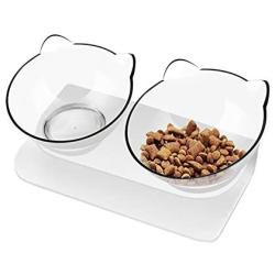 Love Dream Elevated Cat Bowls with Raised Stand, Pet Food Water Feeder Bowl, 15° Tilted Pet Bowl Stress-Free Suit for Cats Small Dogs