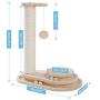 Made4Pets Wooden Cat Scratching Post Cat Scratcher Toy Two-Layer Cat Turntable with Interactive Balls and Dangling Ball