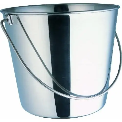Indipets Heavy Duty Stainless Steel Pail - Durable Dog Food and Water Storage