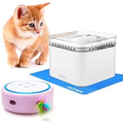 PETBIA Interactive Cat Toy Plus Cat Water Fountain, 84oz/2.5L Automatic Pet Water Fountain