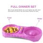 Double Bowls Feeding Station - Slow Feeder Dog Bowl - 2 in 1 Food Water Feeder - Anti Choke Interactive Bloat Stop Cat Bowl - Non Slip Feeding Bowls Anti-Static & Anti-Dust Eating Drinking Pet Bowls