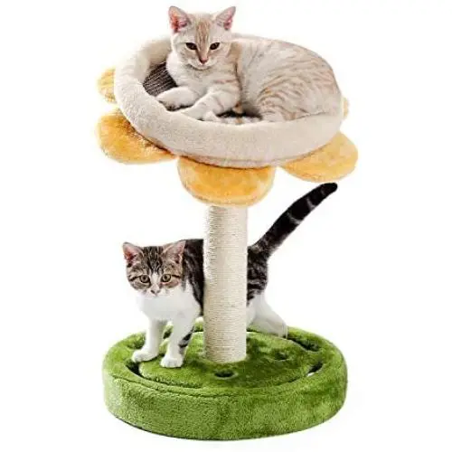 Made4Pets Cat Tree, Three-in-one Cat Scratching Post, Sunflower Shape Cat Lounge Bed with Cat Funny Balls for Small to Adult Cats Made4Pets Cat Tree, Three-in-one Cat Scratching Post, Sunflower Shape Cat Lounge Bed with Cat Funny Balls for Small to Adult Cats