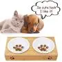MLCINI Raised Dog cat Bowls with Stand, Solid Bamboo Non Slip Elevated Dog cat Bowls and 2 Stainless Steel Food Water Bowls for Small Medium Dogs Cats pet MLCINI Raised Dog cat Bowls with Stand, Solid Bamboo Non Slip Elevated Dog cat Bowls and 2 Stainless Steel Food Water Bowls for Small Medium Dogs Cats pet