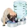 Bundaloo Dog Water Bowl Dispenser - Automatic Slow Refilling System Keeps Stainless Steel Drinking Dish Filled - Refillable 3 Liter Bottle, Non-Skid Feet - Clean, Safe, & Fresh Drink for Pet Dogs