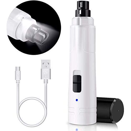 Casfuy Dog Nail Grinder with LED Light - Upgraded 2-Speed Electric Pet Nail Trimmer Powerful Painless Paws Grooming & Smoothing for Small Medium Large Dogs & Cats