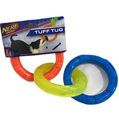 Nerf Dog 11.5in 3-Ring TPR Tug - Blue, Green & Orange