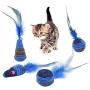 ocijf179 Cat Toy Pet Cat Kitten Plush Cute Mouse Rat Doll Feather Ball Bite-Resistant Chew Toy - Ball#