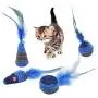 ocijf179 Cat Toy Pet Cat Kitten Plush Cute Mouse Rat Doll Feather Ball Bite-Resistant Chew Toy - Ball#