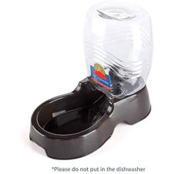 Flexzion Pet Water Dispenser Station, Black (3/8 Gallon) Auto Replenish Gravity Waterer Drinking Fountain Bottle Bowl Dish Portable Stand for Small Dog Cat Animal