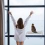 LSAIFATER All Around 360° Sunbath and Lower Support Safety Iron Cat Window Perch, Cat Hammock Window Seat for Any Cats