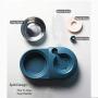 PETCARE Double Dog Cat Bowls Water and Food Bowl Set Detachable Stainless Steel Bowl Automatic Water Dispenser Bottle Pet Feeder for Small Medium Size Dog Cat