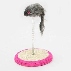 Pet Supplies Pet Cat Playing Toys Sisal Spring Seat Cat Scratch Board with Mouse, Board Diameter: 15cm, Random Color Delivery Pet Toys