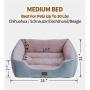 Orthopedic Pink Pet Beds for Small and Medium Dogs Calming Bed 25’’x21’’ Bolster Anxiety Dog Beds Padded Rim Bolster Pet Sleeping Sofa Bed with Warmer for Dogs and Cats