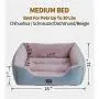 Orthopedic Pink Pet Beds for Small and Medium Dogs Calming Bed 25’’x21’’ Bolster Anxiety Dog Beds Padded Rim Bolster Pet Sleeping Sofa Bed with Warmer for Dogs and Cats