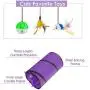 Lukovee Cat Tunnel Toy, Crackle Paper Collapsible Tube Three Connected Run Road Way Tunnel Catnip House with Fun Ball Puzzle Exercising and Playing for Kitten