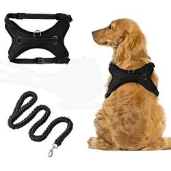 Dog Harness & Leash Set No-Pull Pet Vest with Round Braided Leash Safe Vest with Adjustable Breathable Mesh Pet Harness Soft Oxford Outdoor for Dogs Easy Control for Small Medium Large Dogs