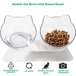 Love Dream Elevated Cat Bowls with Raised Stand, Pet Food Water Feeder Bowl, 15° Tilted Pet Bowl Stress-Free Suit for Cats Small Dogs