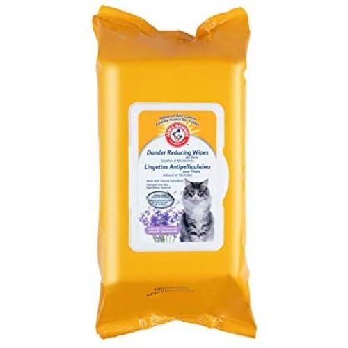 Arm & Hammer Dander Reducing Cat Wipes | 100 Count Lavender Scent Cat Dander Wipes for All Cats with Baking Soda to Soothe and Moisturize | Cat Wipes Made with Advanced Odor Control