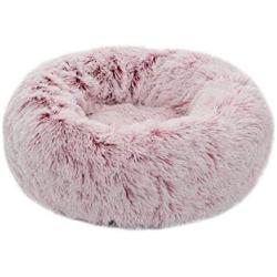 TORMAYS Pet Beds Donut Round Cushion Dog Bed Marshmellow Faux Fur Cuddler, Calming Fluffy Comfy Furry Cat Bed