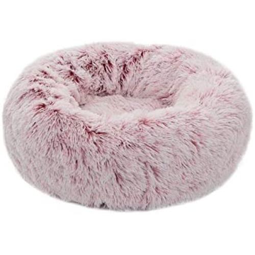 TORMAYS Pet Beds Donut Round Cushion Dog Bed Marshmellow Faux Fur Cuddler, Calming Fluffy Comfy Furry Cat Bed