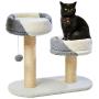 LUCKITTY 2 Tier Cat Tree Platforms with Scratching Posts, Sherpa Perch Style Bed,and Hanging Ball Toy for Cats and Kittens,Kitty Activity Center Cat Tower Furniture
