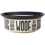 PetRageous 17001 Eat Drink Repeat Two-Tone Stoneware Dishwasher Safe Dog Bowl 4-Cup 8-Inch Diameter 3.75-Inch Tall for Medium and Large Dogs and Cats 32-Ounce Capacity, Off-White