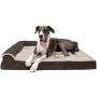 Furhaven Pet Dog Bed - Cooling Gel Memory Foam Faux Fleece and Chenille Soft Woven Traditional Sofa-Style Living Room Couch Pet Bed with Removable Cover for Dogs and Cats