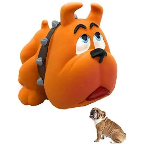 Bulldog - Squeaky Dog Toy - Soft, Natural Rubber (Latex) - for Puppies, Small Dogs & Medium Dogs - Indoor Play - Complies with Same Safety Standards as Childrens Toys Bulldog - Squeaky Dog Toy - Soft, Natural Rubber (Latex) - for Puppies, Small Dogs & Medium Dogs - Indoor Play - Complies with Same Safety Standards as Childrens Toys