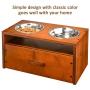 XCSOURCE Pet Bowls for Dog, Wooden Elevated Dog Bowl Pet Feeder Dog Feeding Station for Small Dogs with Storage Drawer for Dog Food Toys 2 Stainless Steel Bowls