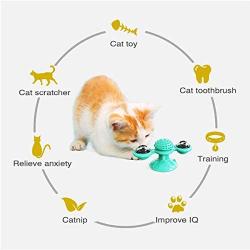 Ruris Windmill Cat Toy, Interactive Cat Toy Turntable Teasing Pet Toy Scratching Tickle Cats Hair Brush Funny Cat Toy Funny Kitten Windmill Ball