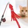 ocijf179 Cat Teaser Pet Cat Kitten Teaser Plush Fish Octopus Retractable Rod Fishing Pole Catnip Toy - Octopus##