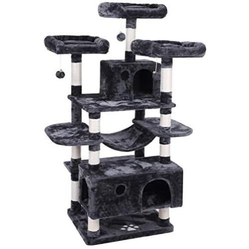BEWISHOME Large Cat Tree Condo with Sisal Scratching Posts Perches Houses Hammock, Cat Tower Furniture Kitty Activity Center Kitten Play House MMJ03