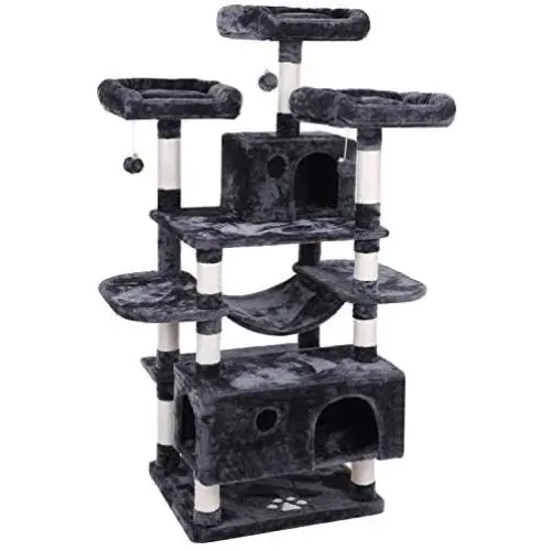 BEWISHOME Large Cat Tree Condo with Sisal Scratching Posts Perches Houses Hammock, Cat Tower Furniture Kitty Activity Center Kitten Play House MMJ03 BEWISHOME Large Cat Tree Condo with Sisal Scratching Posts Perches Houses Hammock, Cat Tower Furniture Kitty Activity Center Kitten Play House MMJ03