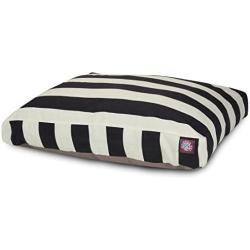 Black Vertical Stripe Medium Rectangle Indoor Outdoor Pet Dog Bed With Removable Washable Cover By Majestic Pet Products