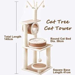 S-Lifeeling Cat Tree Cat Climbing Frame Sisal Small Cat Scratching Column Cat Tower Cat Litter Cat Jumping Platform Rattan Mat Cat Scratching Board